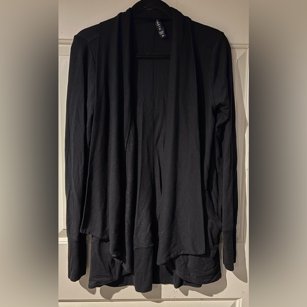 Athleta Open Front Sweater XS Black Modal & Spandex
